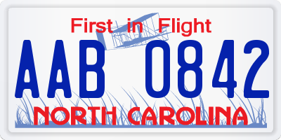 NC license plate AAB0842