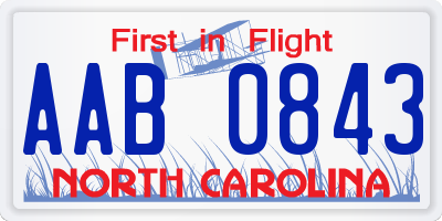 NC license plate AAB0843