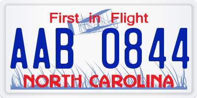 NC license plate AAB0844