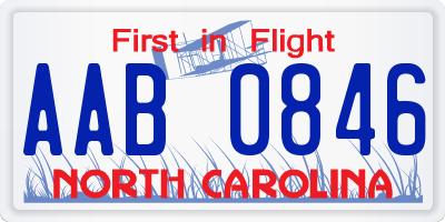 NC license plate AAB0846