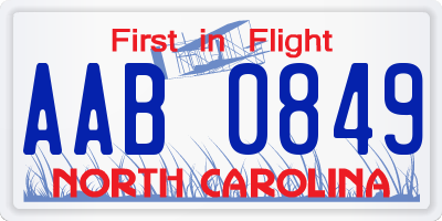 NC license plate AAB0849