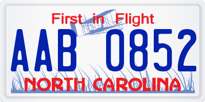NC license plate AAB0852