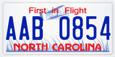 NC license plate AAB0854