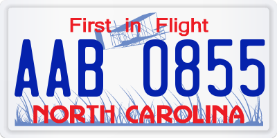 NC license plate AAB0855