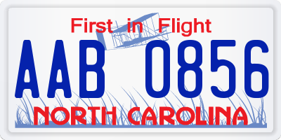 NC license plate AAB0856