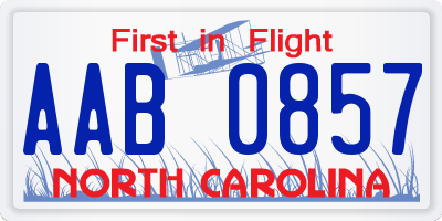 NC license plate AAB0857
