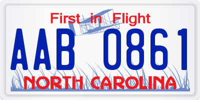NC license plate AAB0861