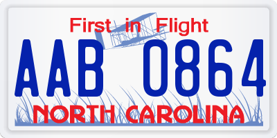 NC license plate AAB0864