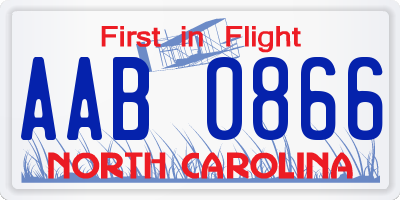 NC license plate AAB0866