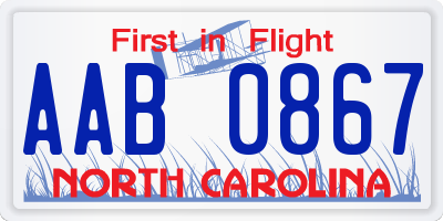 NC license plate AAB0867