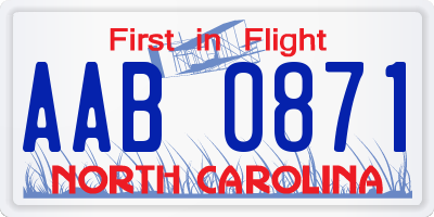 NC license plate AAB0871