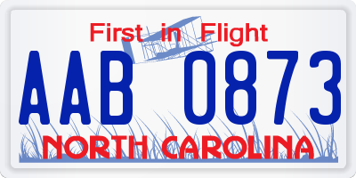 NC license plate AAB0873