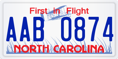 NC license plate AAB0874