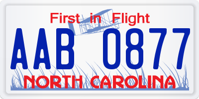 NC license plate AAB0877