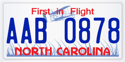 NC license plate AAB0878