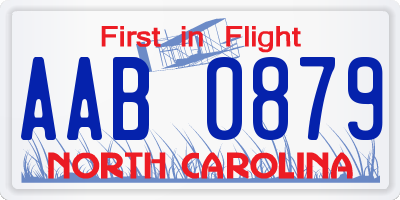 NC license plate AAB0879