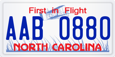 NC license plate AAB0880