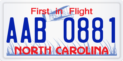 NC license plate AAB0881