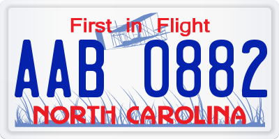 NC license plate AAB0882