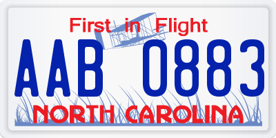 NC license plate AAB0883