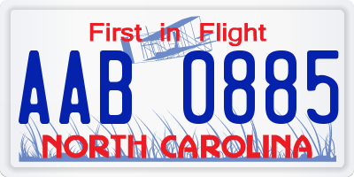 NC license plate AAB0885