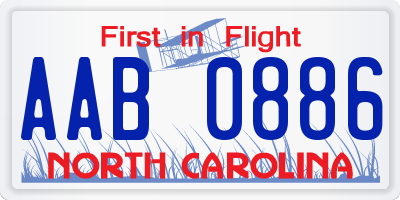 NC license plate AAB0886