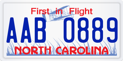 NC license plate AAB0889
