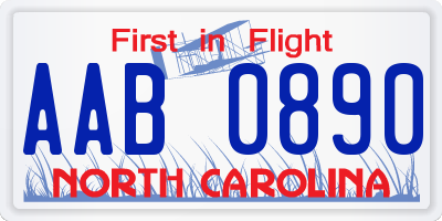 NC license plate AAB0890