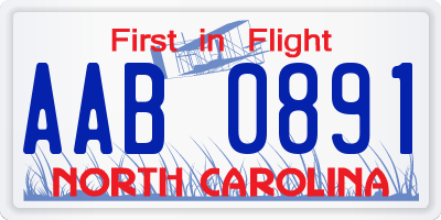 NC license plate AAB0891