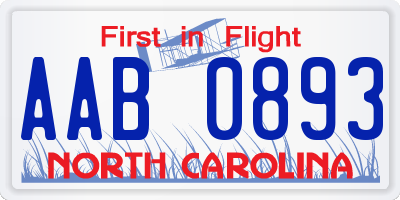 NC license plate AAB0893