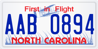 NC license plate AAB0894