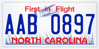 NC license plate AAB0897