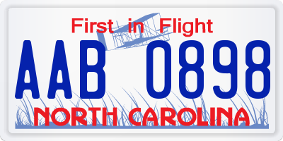 NC license plate AAB0898