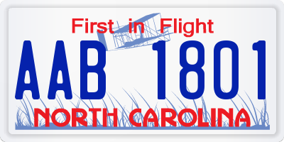 NC license plate AAB1801