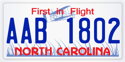 NC license plate AAB1802