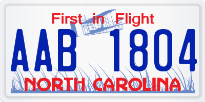 NC license plate AAB1804