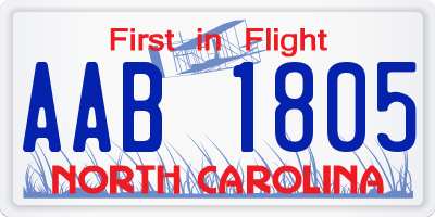 NC license plate AAB1805