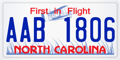 NC license plate AAB1806