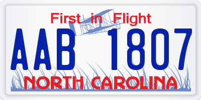 NC license plate AAB1807