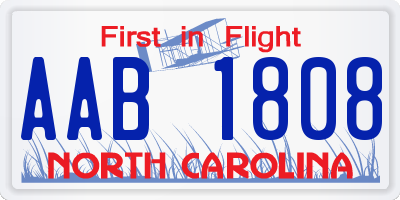 NC license plate AAB1808