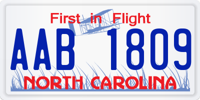 NC license plate AAB1809