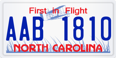 NC license plate AAB1810