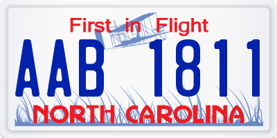 NC license plate AAB1811