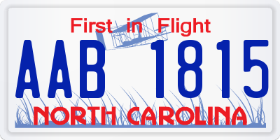 NC license plate AAB1815
