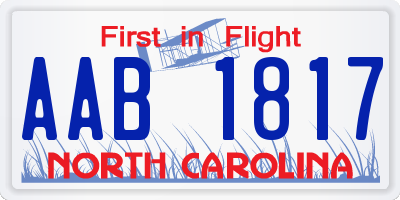 NC license plate AAB1817