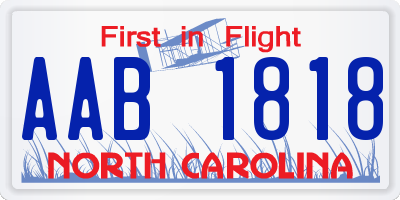 NC license plate AAB1818