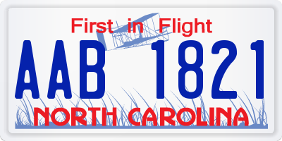 NC license plate AAB1821