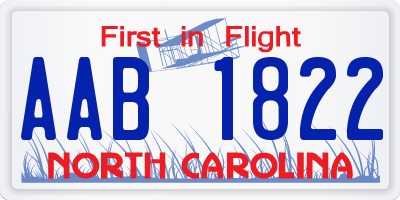 NC license plate AAB1822