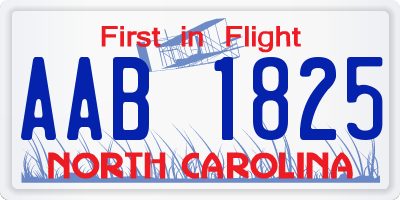 NC license plate AAB1825