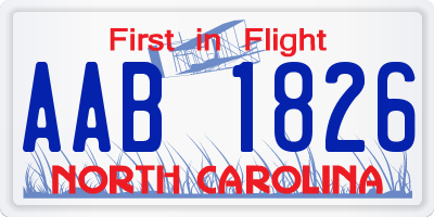 NC license plate AAB1826